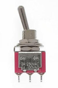 Mini Toggle Switch-SPDT-5 Amp-120 V-1/4 in Dia [8 pcs]