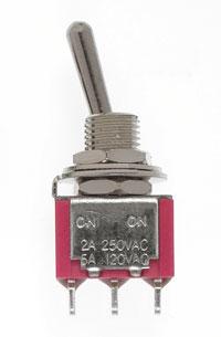 Mini Toggle Switch-SPDT-5 Amp-120 V-1/4 in Dia [4 pcs]