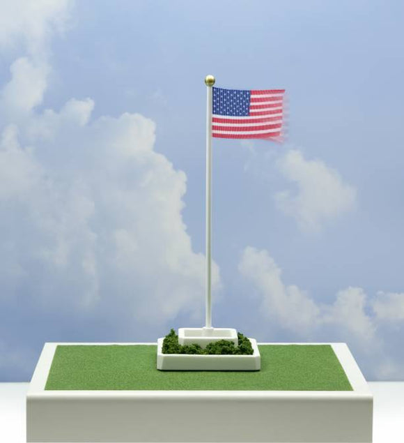 Waving American Flag with 50 Stars HO Scale